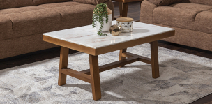 Mesa De Centro Rectangular Mármol Tadeo Blanco