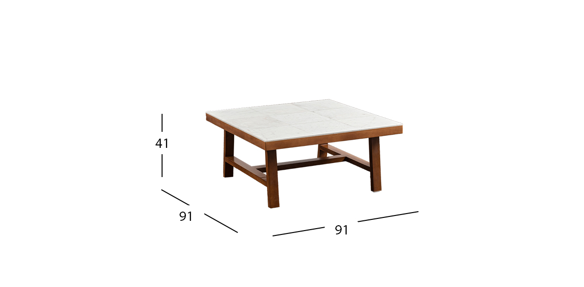 Mesa De Centro Cuadrada Mármol Tadeo Blanco
