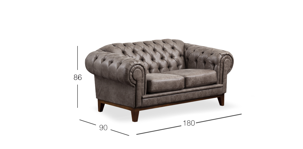 Love Seat Begonia Bonded Leather Galp Gris