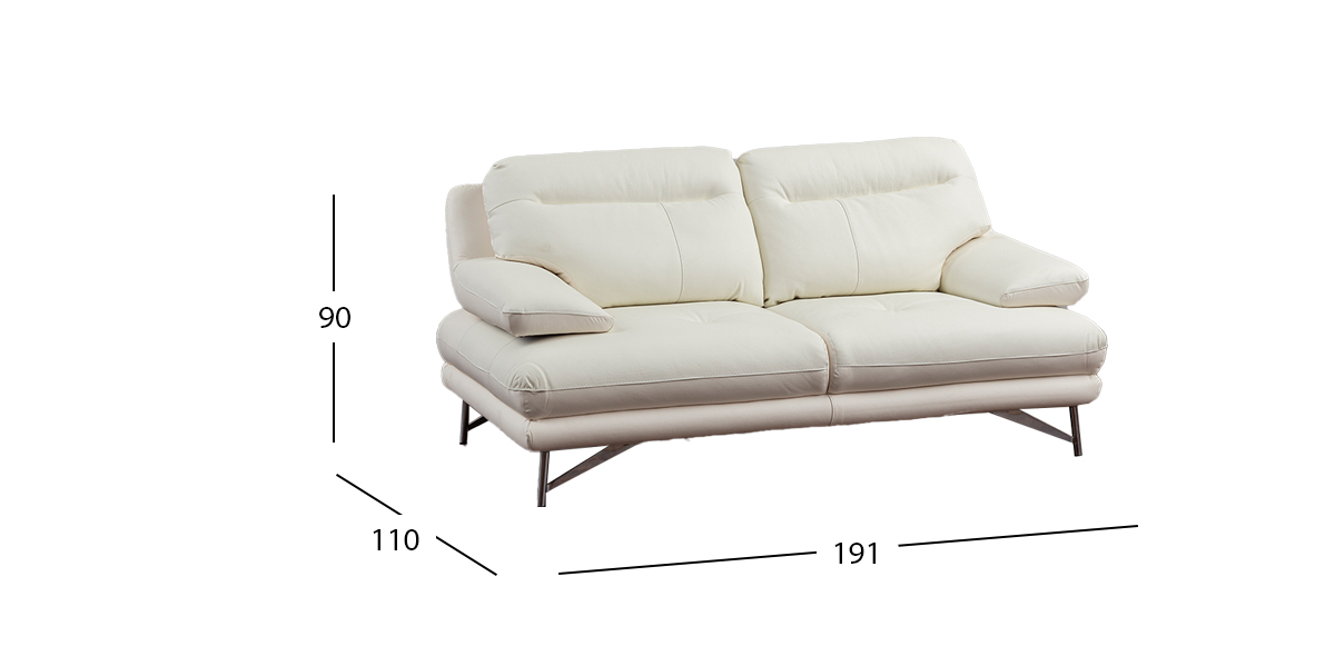 Love Seat Piel Match Colette Galp Blanco