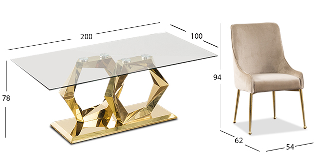 Comedor Royal Gold Hexa Con Sillas Beige