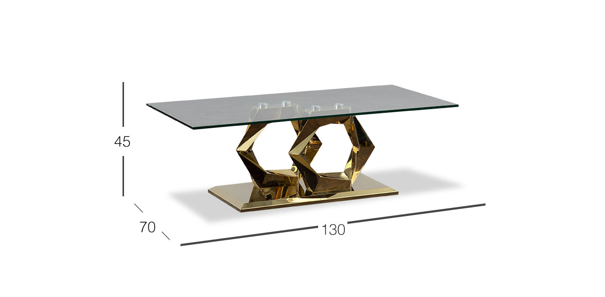 Mesa de Centro Rectangular Royal Gold Hexa Dorado