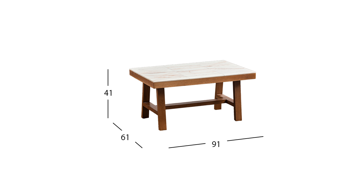 Mesa De Centro Rectangular Mármol Tadeo Blanco