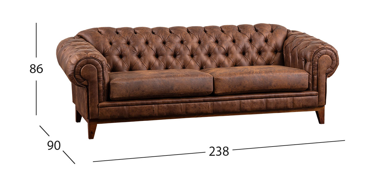 Sofá Begonia Bonded Leather Galp Café