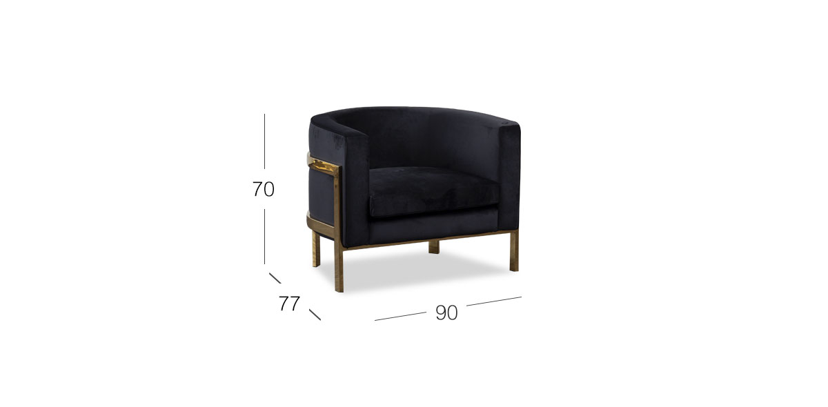 Sillón Ocasional Terciopelo Royal Gold Moon Negro