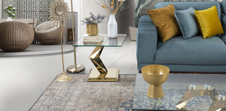 Mesa Lateral Cuadrada Royal Gold Hexa