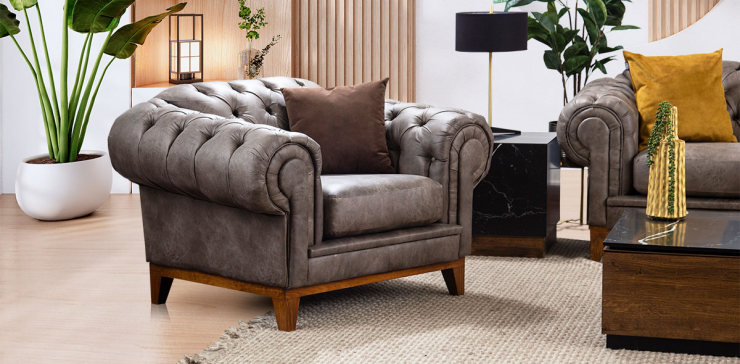 Sillón Begonia Bonded Leather Galp Gris