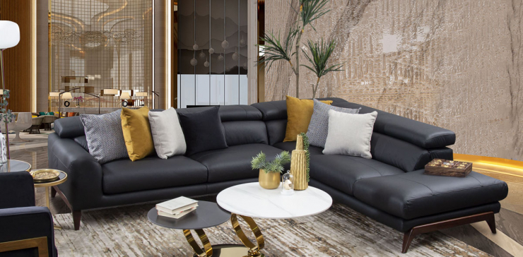 Sala Modular Derecha Piel Twin Negro (Boal)